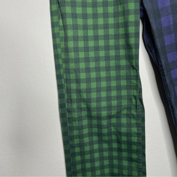 The Ragged Priest Jeans Hyde Straight Leg Split Check Print Green Purple SZ 26 - Picture 4 of 14